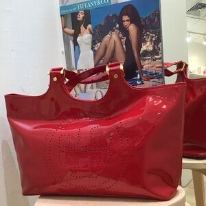 Tory Burch Red Patent Leather Tote Bag